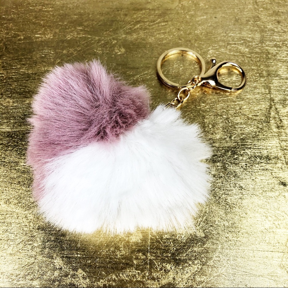5/$30! Fluffy Heart Two Tone Keychain